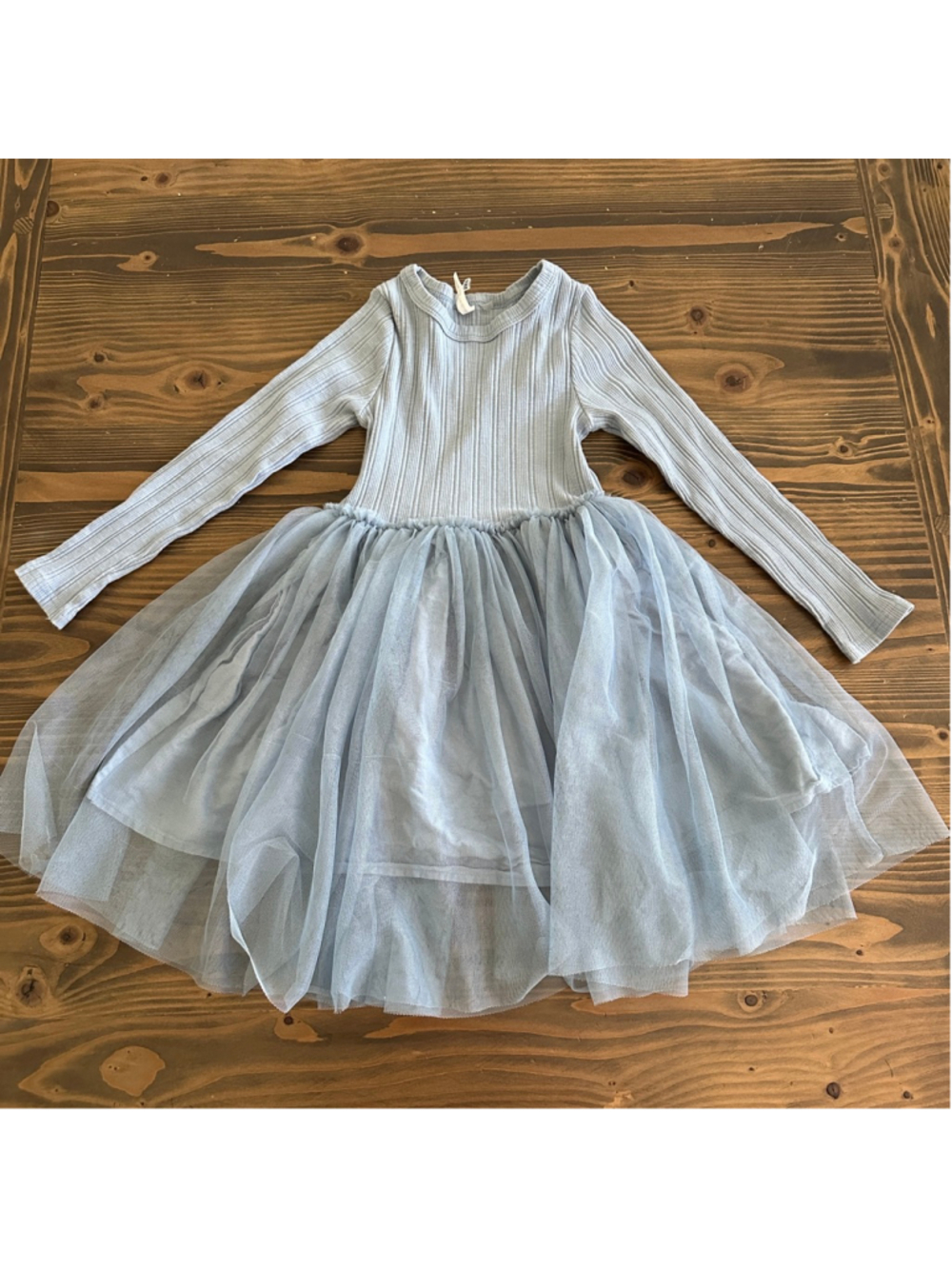 Cotton On Kids Blue Tulle Dress Girls Size 6 Long Sleeve Party Dress
